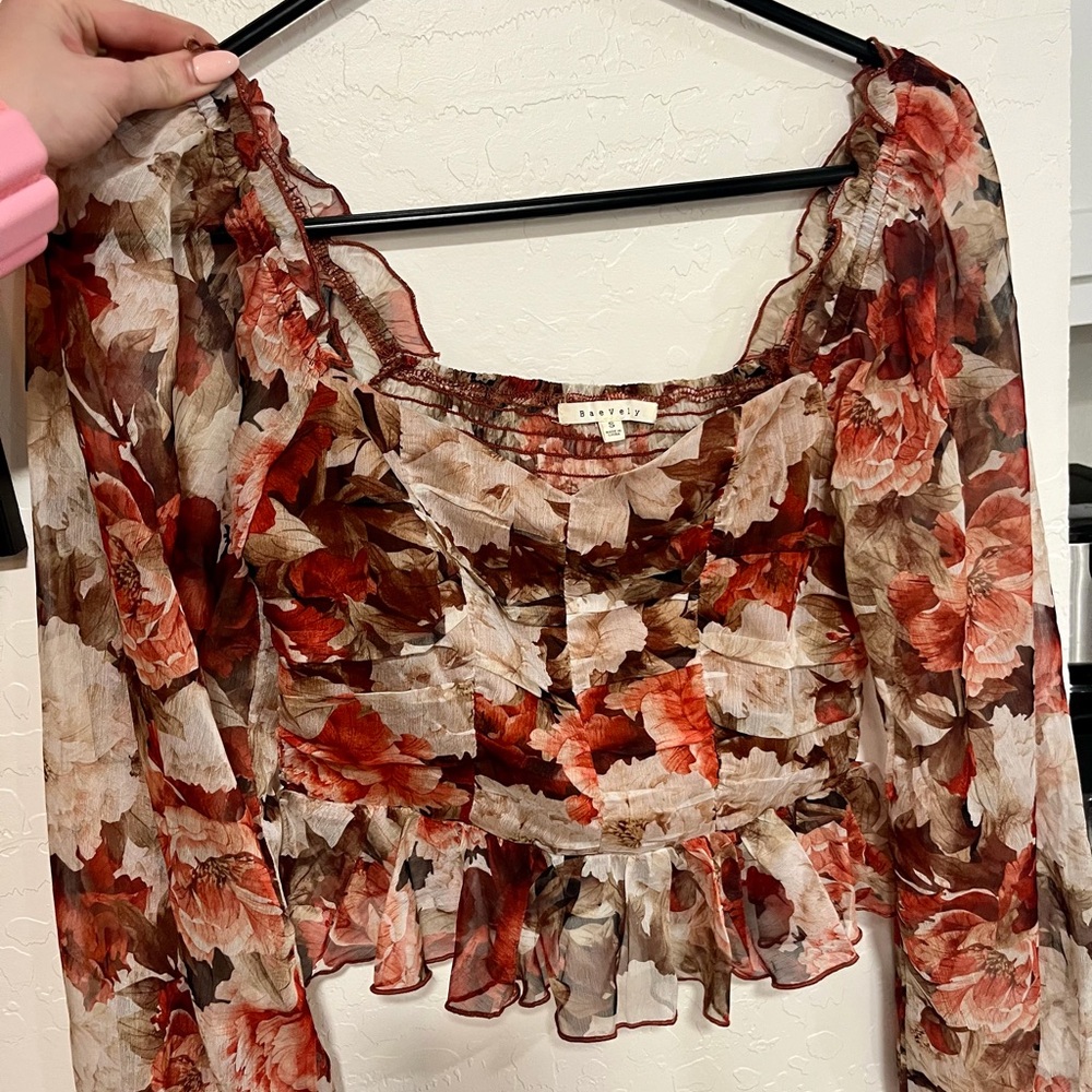 For Love And Lemons Red Floral Blouse💌
